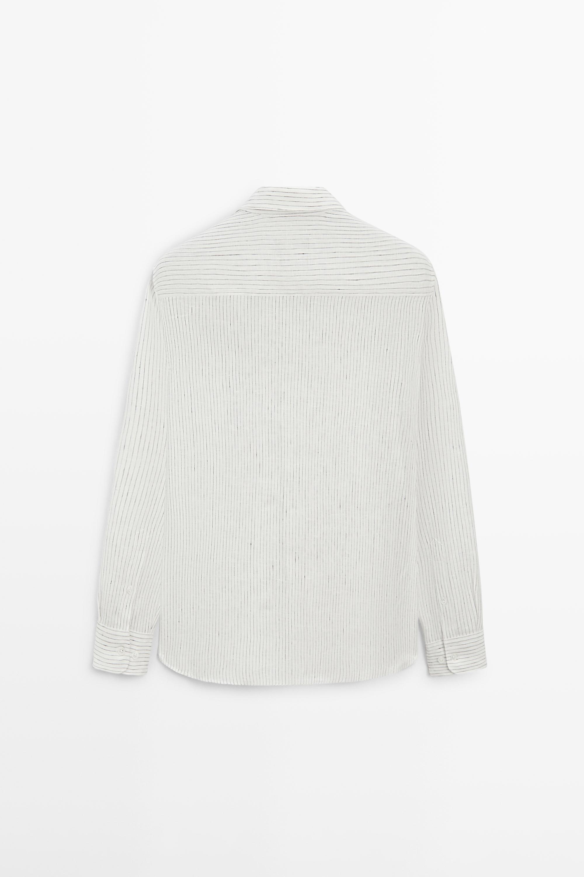 Chemise regular fit à rayures en lin